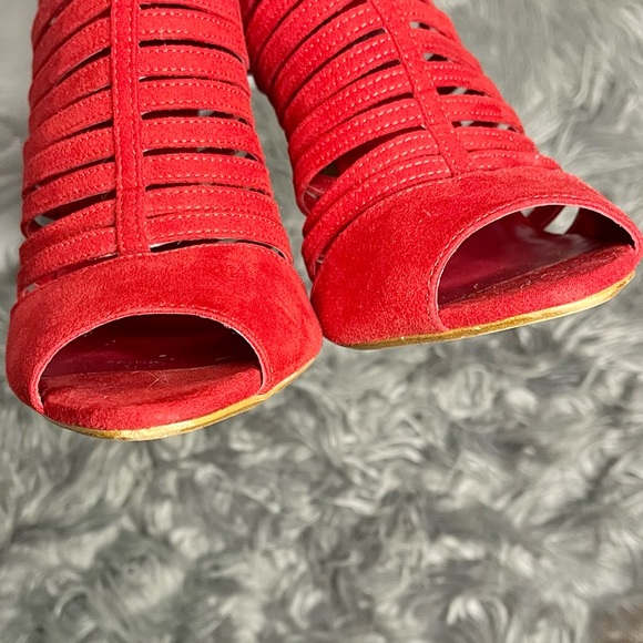 Zara red caged peep-toe stiletto heels - Picture 8 of 11